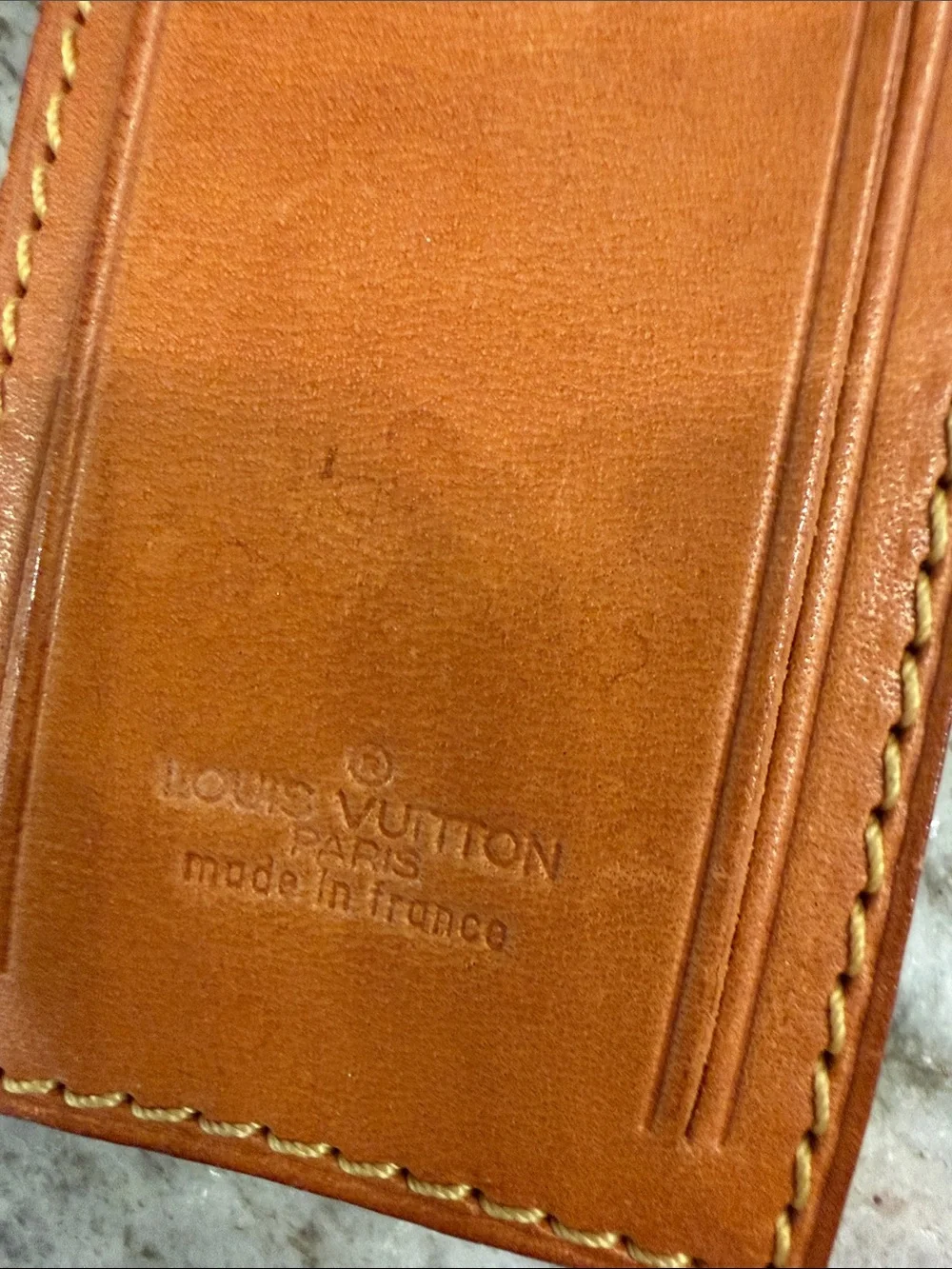 Louis Vuitton Brown Leather Luggage Tag with Adjustable Strap